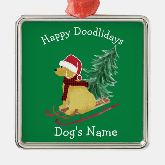 Personalisiert Goldendoodle Weihnachtsschnecke Ornament Aus Metall (Vorne)