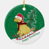 Personalisiert Goldendoodle Weihnachtsschnee Schli Keramik Ornament (Hinten)