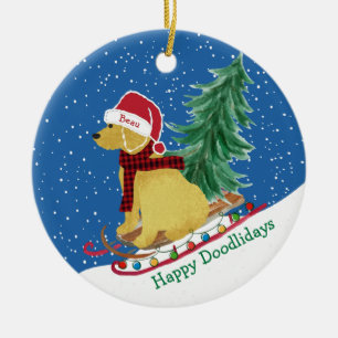 Personalisiert Goldendoodle Weihnachtsschnee Schli Keramik Ornament