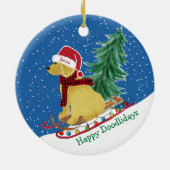 Personalisiert Goldendoodle Weihnachtsschnee Schli Keramik Ornament (Hinten)