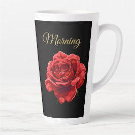 Personalisiert Goldene Schrift Elegante Rote Rose Milchtasse