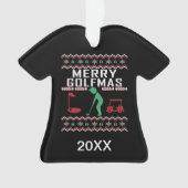 Personalisiert Golf Golfmas Ugly Christmas Sweater Ornament (Vorderseite)