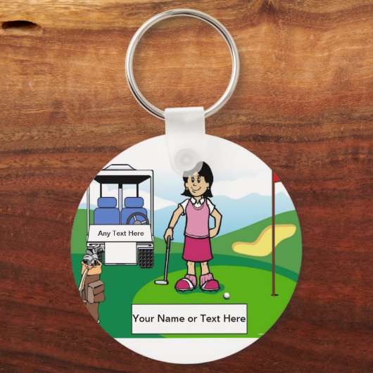 Personalisiert Golfer - Cartoon Schlüsselanhänger (Vorderseite)