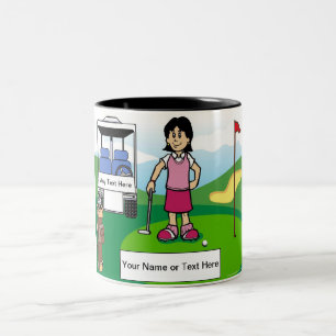 Personalisiert Golfer - Cartoon Zweifarbige Tasse