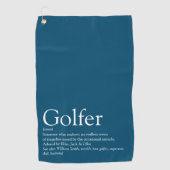 Personalisiert Golfer Definition Modernes Blau Golfhandtuch (Vorderseite)