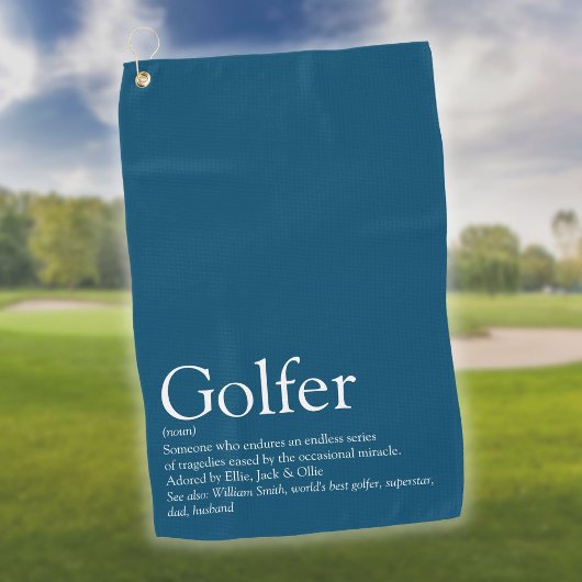 Personalisiert Golfer Definition Modernes Blau Golfhandtuch