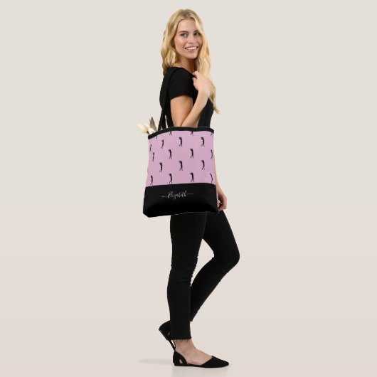 Personalisiert Golfer Moderne Silhouette Rosa Schw Tasche (Am Model)