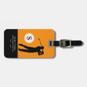 Personalisiert Golfer Monogramm Orange/Schwarz Gepäckanhänger (Vorderseite horizontal)