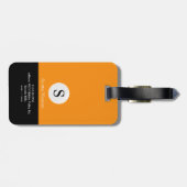 Personalisiert Golfer Monogramm Orange/Schwarz Gepäckanhänger (Rückseite horizontal)