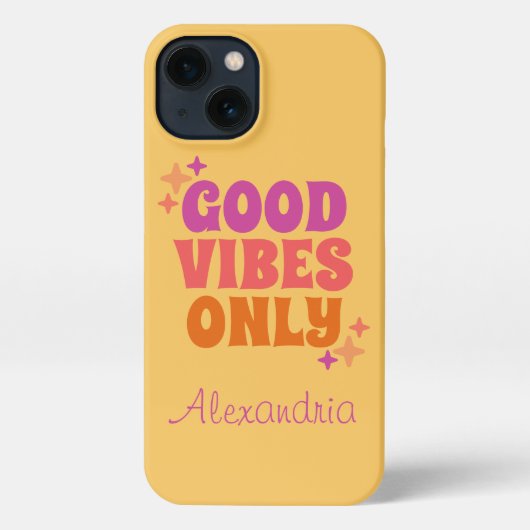 Personalisiert Good Vibes Yellow iPhone Hülle (Rückseite)