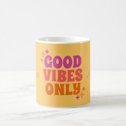 Personalisiert Good Vibes Yellow Kaffeetasse (Mittel)