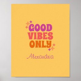 Personalisiert Good Vibes Yellow Poster