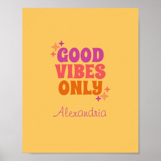 Personalisiert Good Vibes Yellow Poster (Vorne)
