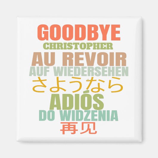 Personalisiert Goodbye Verlasse Au Revoir Typograf Magnet (Vorne)