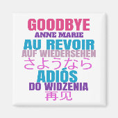 Personalisiert Goodbye Verlasse Au Revoir Typograf Magnet (Vorne)