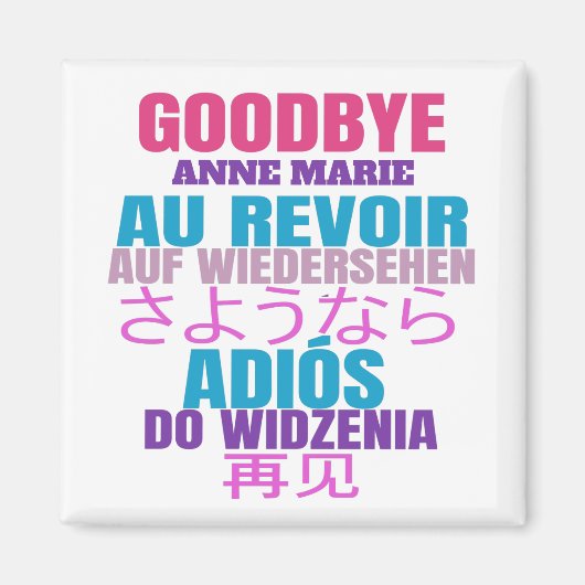 Personalisiert Goodbye Verlasse Au Revoir Typograf Magnet (Vorne)