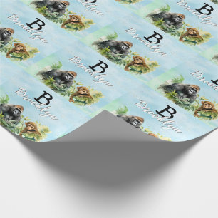 Personalisiert Gorilla Chimpanze Jungle Monogram Geschenkpapier