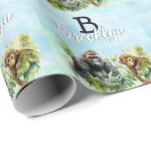Personalisiert Gorilla Chimpanze Jungle Monogram Geschenkpapier (Rolleneckpunkt)