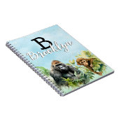 Personalisiert Gorilla Chimpanze Jungle Monogram Notizblock (Rechte Seite)