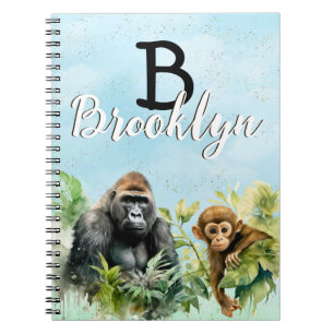 Personalisiert Gorilla Chimpanze Jungle Monogram Notizblock