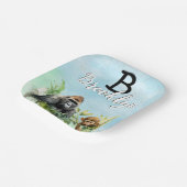 Personalisiert Gorilla Chimpanze Jungle Monogram Pappteller (Gewinkelt)