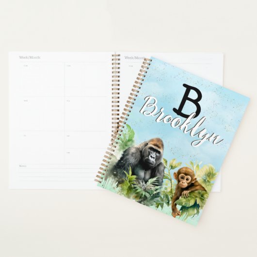 Personalisiert Gorilla Chimpanze Jungle Monogram Planer (Anzeige)