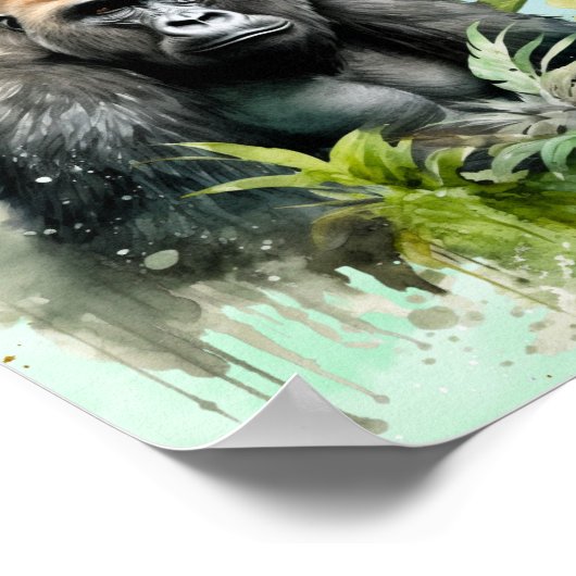 Personalisiert Gorilla Chimpanze Jungle Monogram Poster (Ecke)