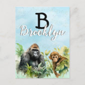 Personalisiert Gorilla Chimpanze Jungle Monogram Postkarte (Vorderseite)
