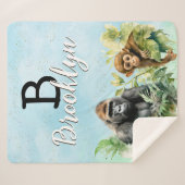 Personalisiert Gorilla Chimpanze Jungle Monogram Sherpadecke (Vorderseite (Horizontal))