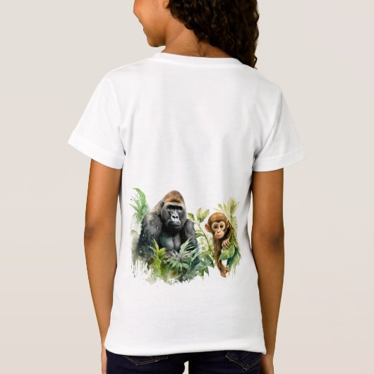 Personalisiert Gorilla Chimpanze Jungle Monogram T-Shirt (Rückseite)