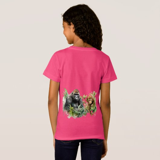 Personalisiert Gorilla Chimpanze Jungle Monogram T-Shirt (Schwarz voll)