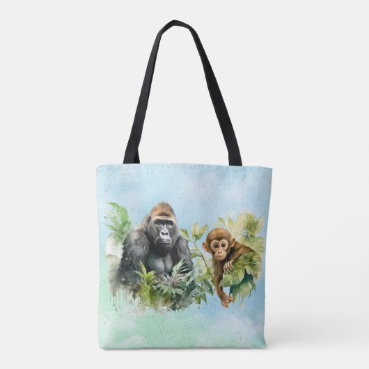Personalisiert Gorilla Chimpanze Jungle Monogram Tasche (Rückseite)