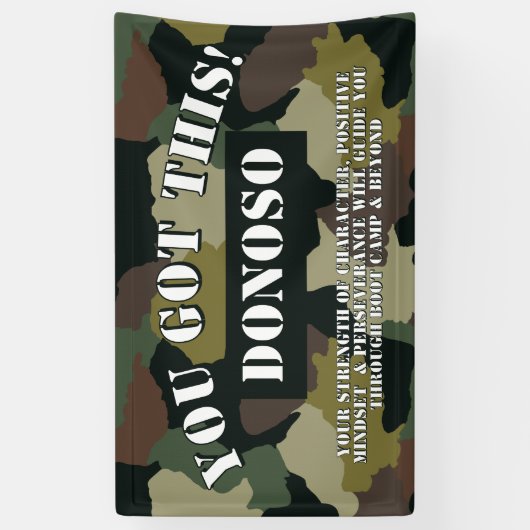 Personalisiert Got du das! Boot Camp Farewell Camo Banner (Vertikal)