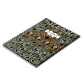 Personalisiert Goth Green Ornament & Skull Spellbo Notizblock (Linke Seite)