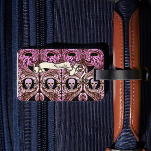 Personalisiert Goth Pink Ornament & Sk Gepäckanhänger