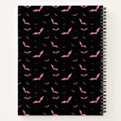 Personalisiert Gothic Pink Black Bat Muster Spiral Notizblock (Rückseite)