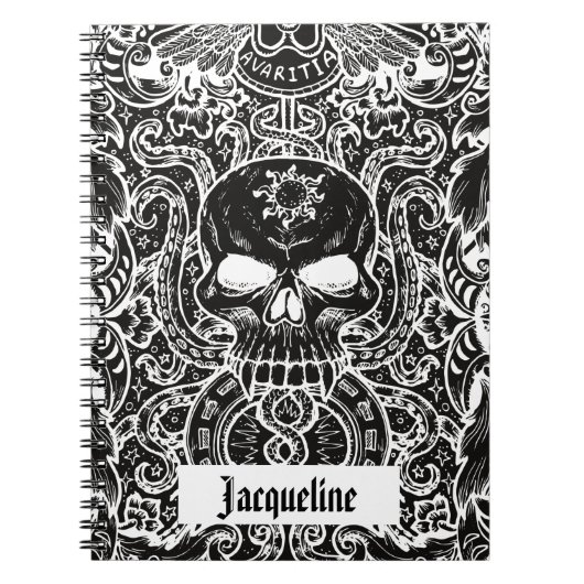Personalisiert Gothic Skull Dark Art Notebook Notizblock (Vorderseite)