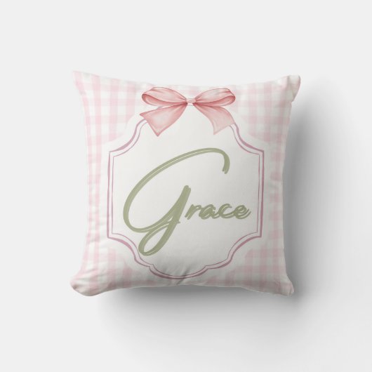Personalisiert Grace Baby Girl Kinderzimmer Bow&Gi Kissen (Vorderseite)