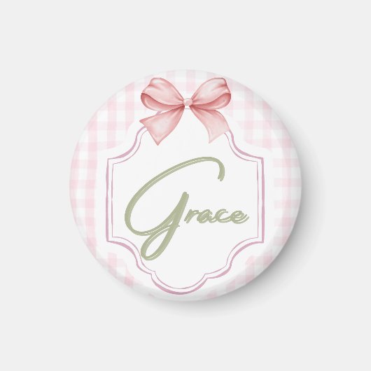 Personalisiert Grace Baby Girl Kinderzimmer Bow&Gi Magnet (Vorne)