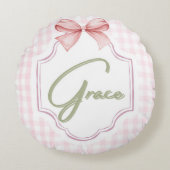 Personalisiert Grace Baby Girl Kinderzimmer Bow&Gi Rundes Kissen (Vorderseite)