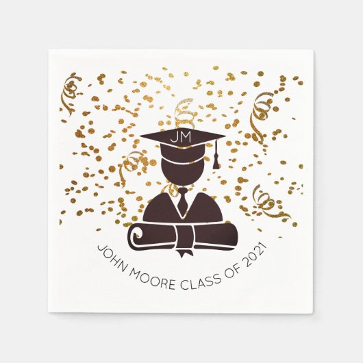 Personalisiert Grad Silhouette Diplom Confetti Serviette (Vorderseite)