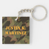 Personalisiert Graduate Camouflage Woodland Green Schlüsselanhänger (Rückseite)