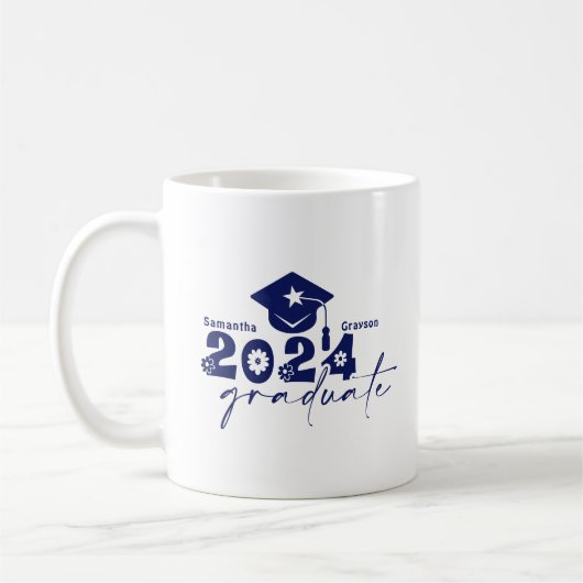 Personalisiert Graduate Class of 2024 Navy Blue Kaffeetasse (Links)