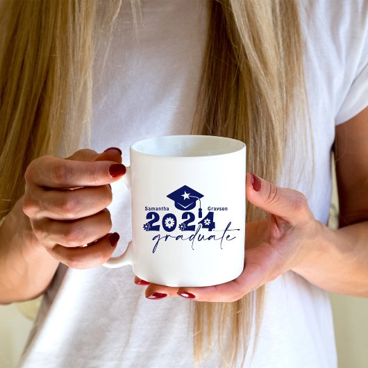 Personalisiert Graduate Class of 2024 Navy Blue Kaffeetasse