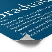 Personalisiert Graduate Definition Moderner Blauer Poster (Ecke)