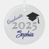 Personalisiert Graduate Ornament Blue Aus Glas (Vorderseite)