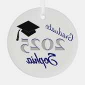 Personalisiert Graduate Ornament Blue Aus Glas (Rückseite)