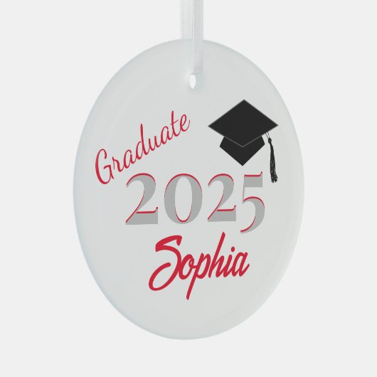 Personalisiert Graduate Ornament Red Aus Glas (Vorderseite Rechts)