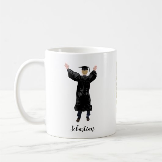 Personalisiert Graduate Watercolor Boy Kaffeetasse (Links)