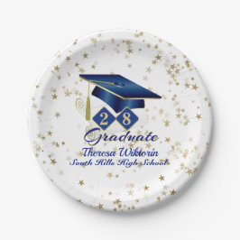 Personalisiert Graduation Party Blue & Gold 20XX Pappteller